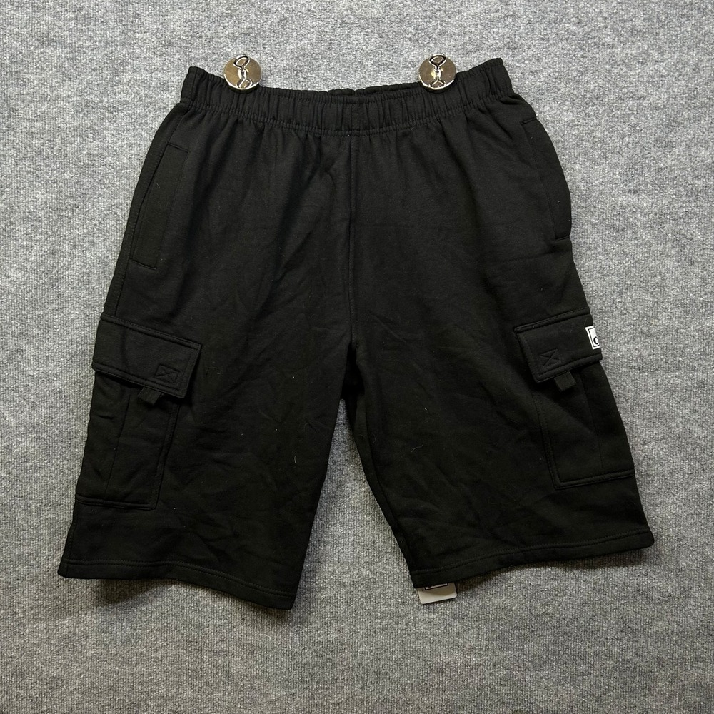 Pro Club Fleece Cargo Shorts Men's Black Pockets Drawstring Streetwear XL - NWT